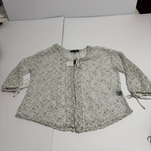 Mirror Image Sheer Crochet Knit Cardigan XL Boho Beach Cover Up - Picture 3 of 7